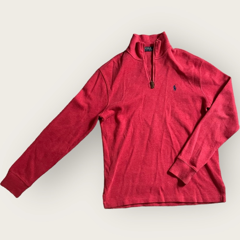 Polo By Ralph Lauren Sweater Men's S Faded Red 1/4 Zip Long‎ Sleeve Pullover ✅